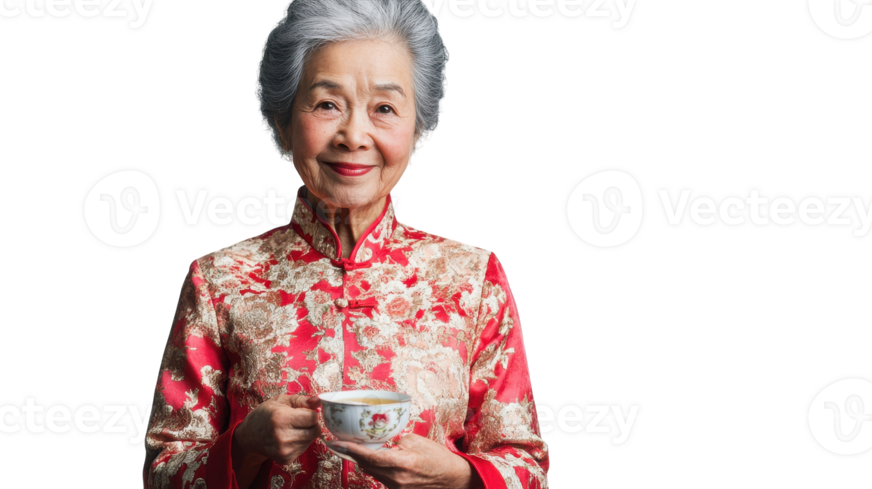 An Elegant Old Woman Wearing a Traditional Chinese Qipao Showcasing Cultural Heritage and Fashion Trends for Event Promotion and Use in Educational Materials. png