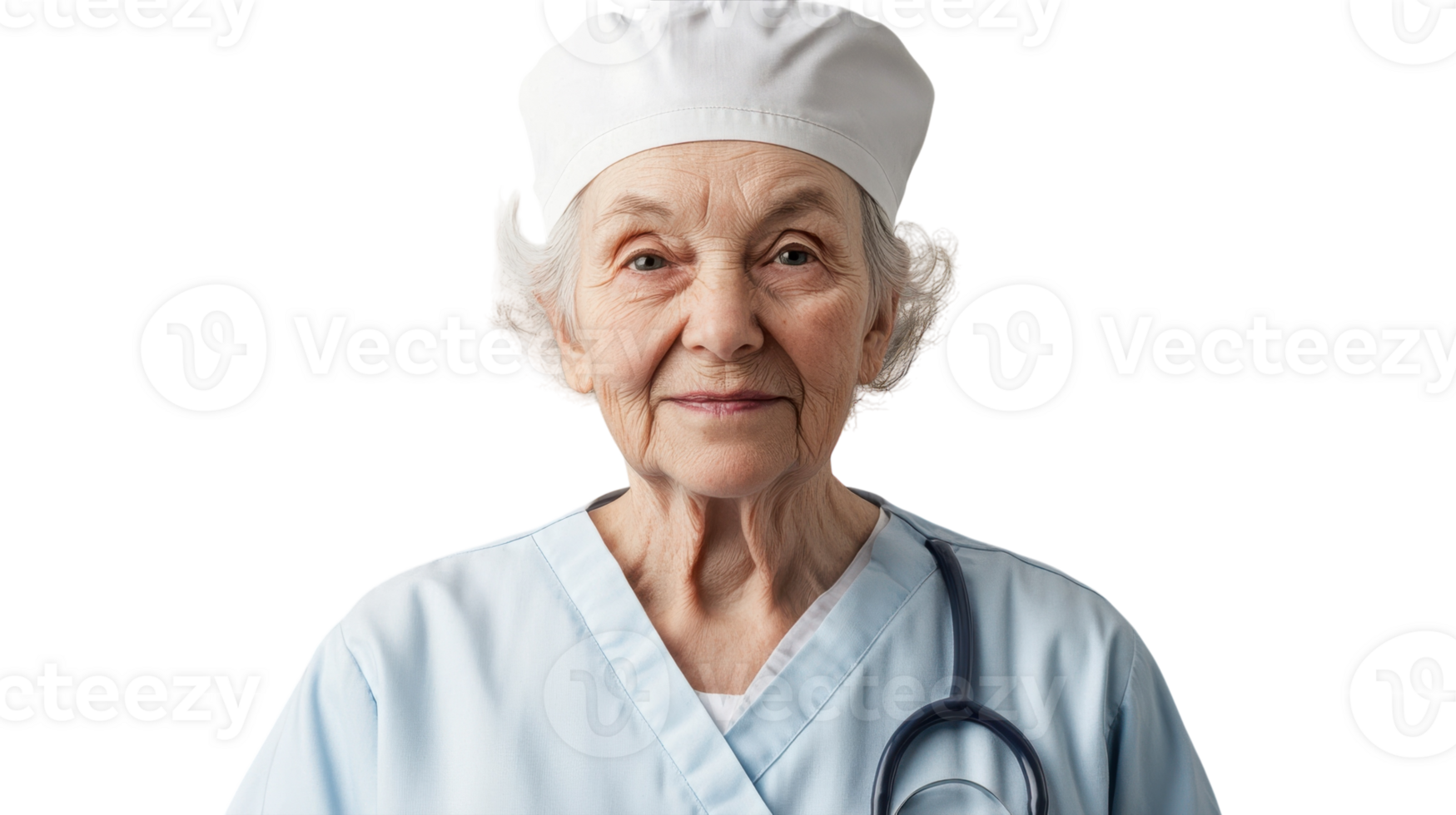 A Compassionate Old Woman in a Nurse's Uniform Offering Care and Support to Patients, Perfect for Healthcare and Nursing Themes. png