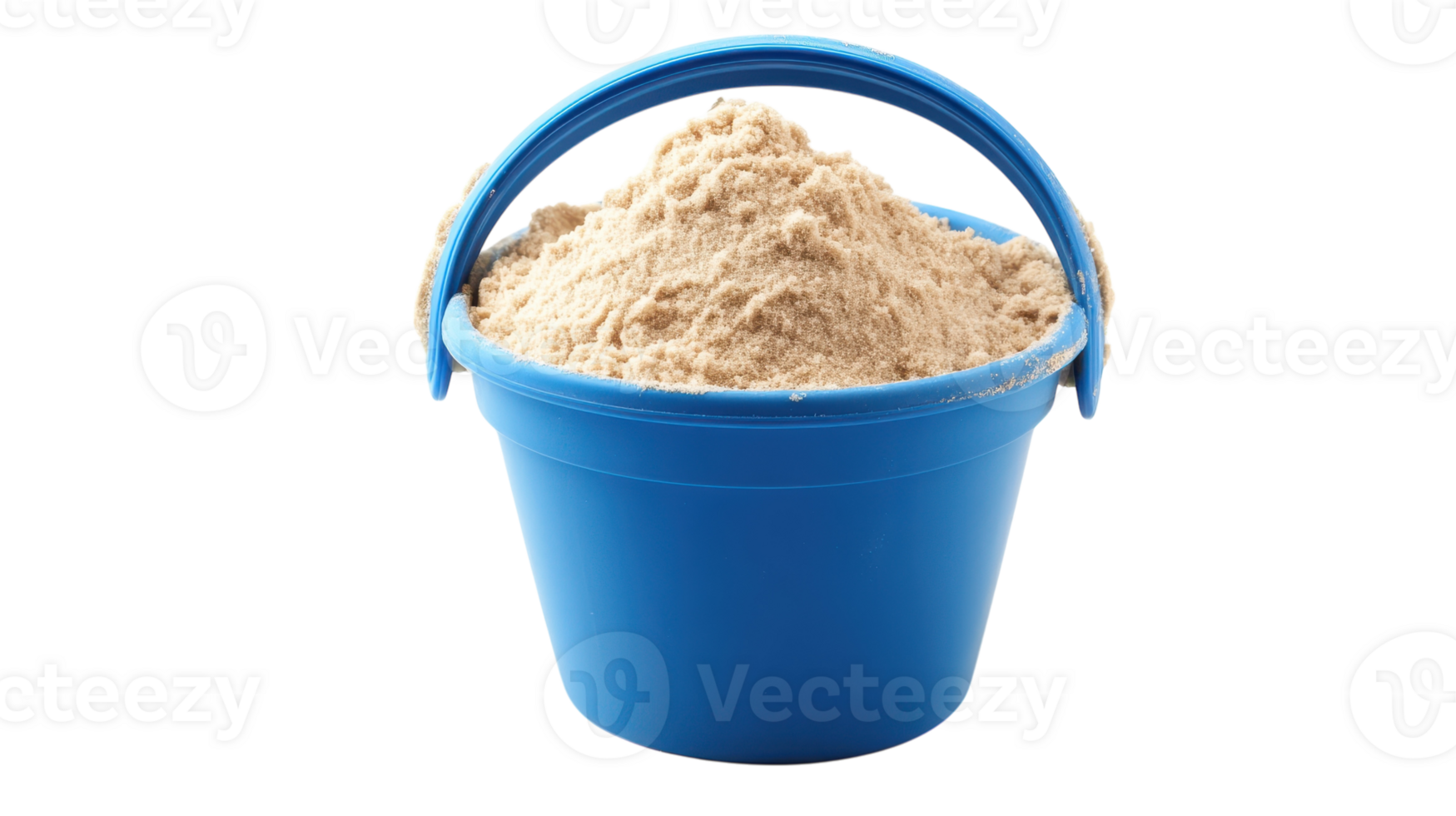 A Vibrant Beach Bucket Filled with Wet Sand Ideal for Summer Activities and Ocean Playtime. png
