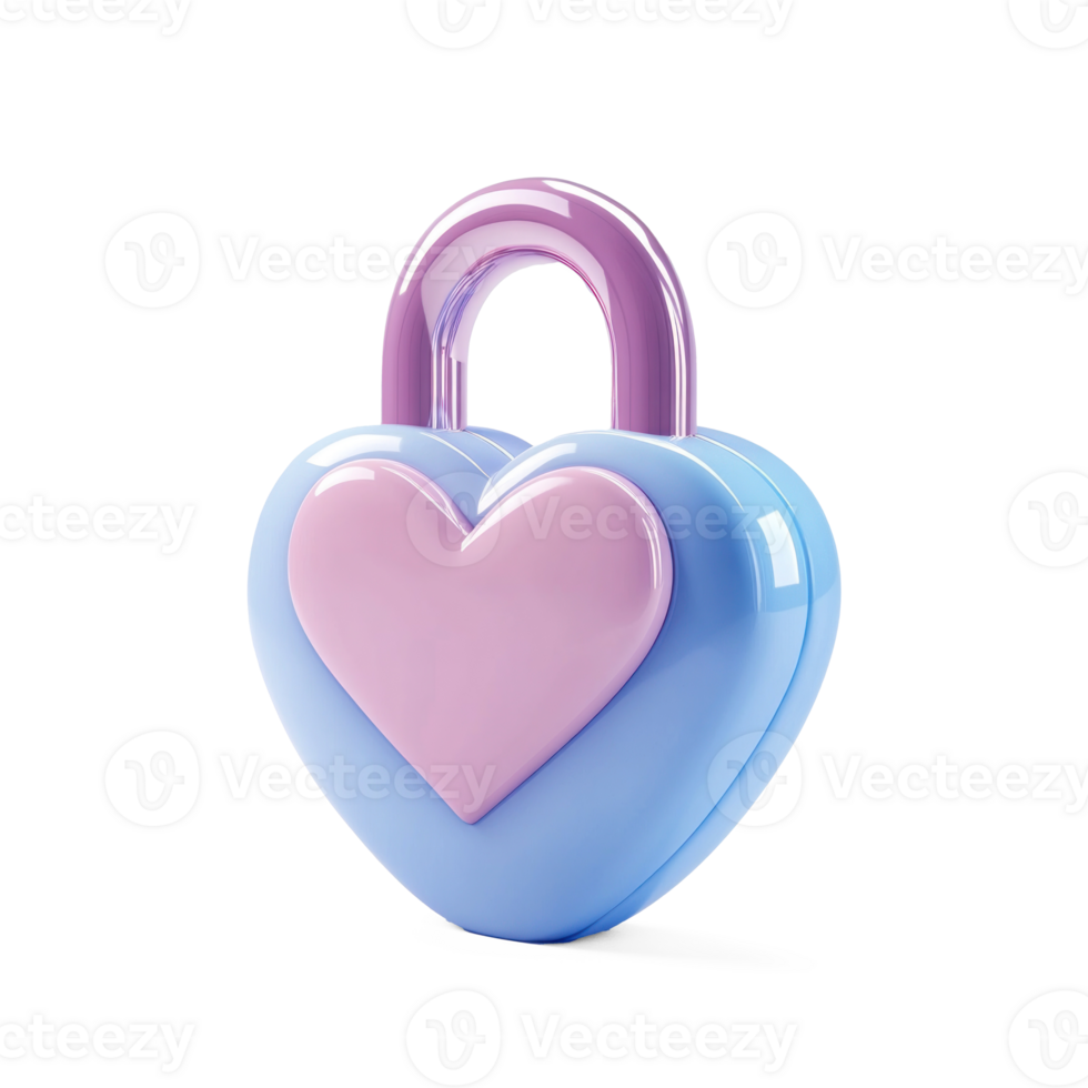 Heart with lock 3D icon isolate png