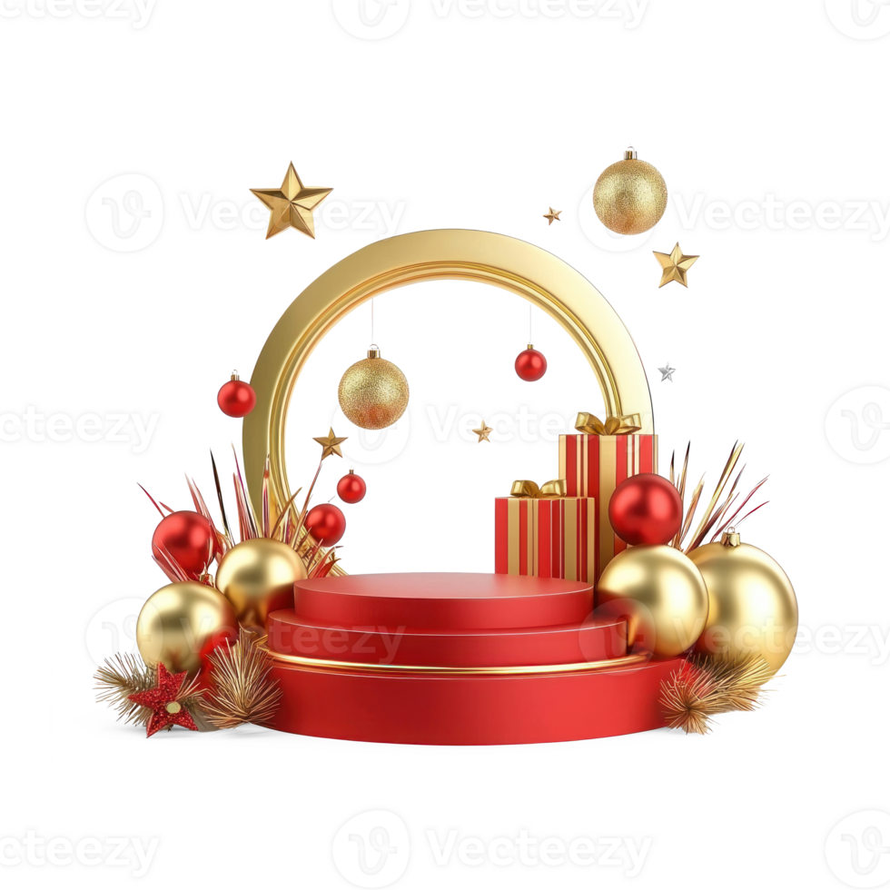 Gold and red podium New Year 3d isolate png