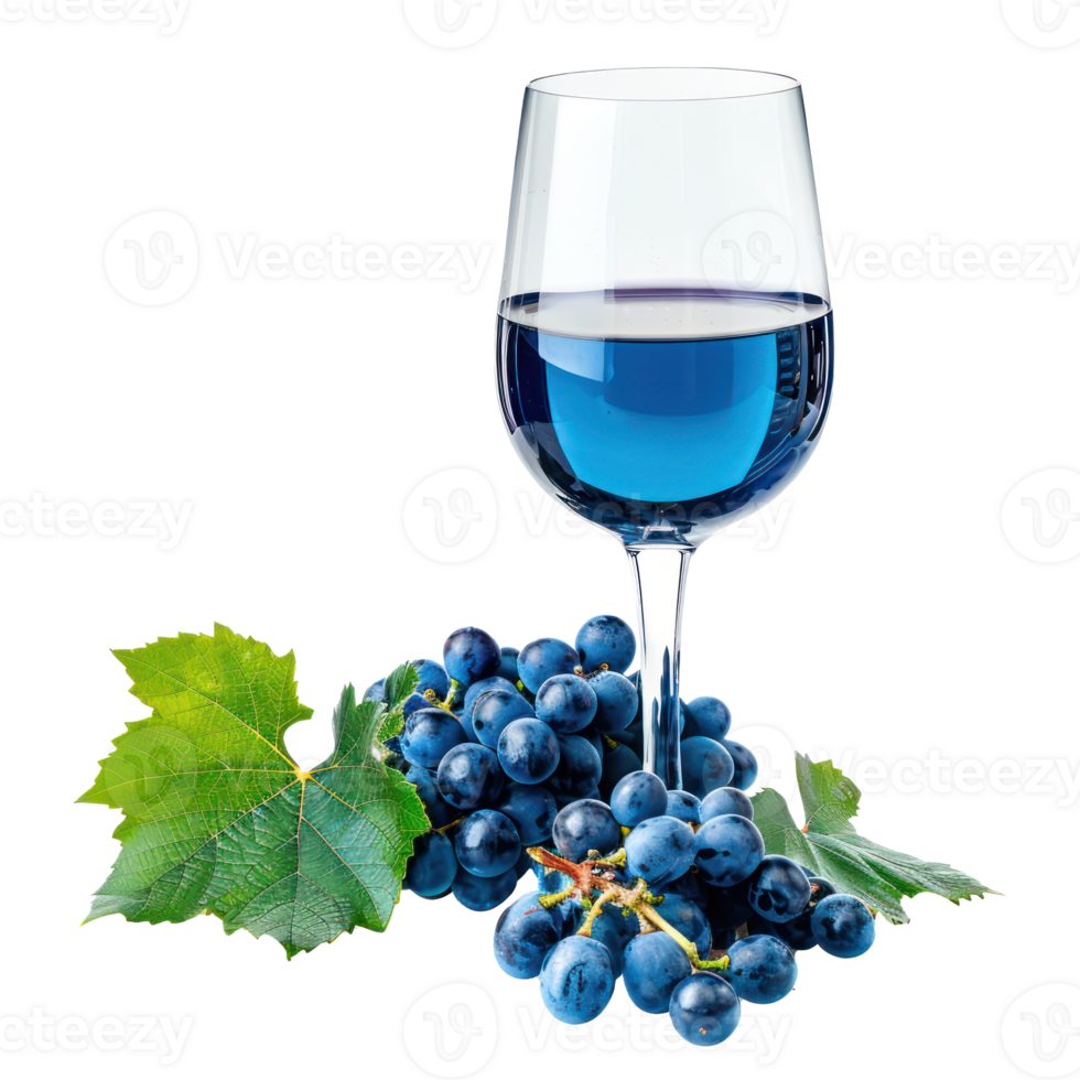 Blue grapes wine front view isolate on transparency background png