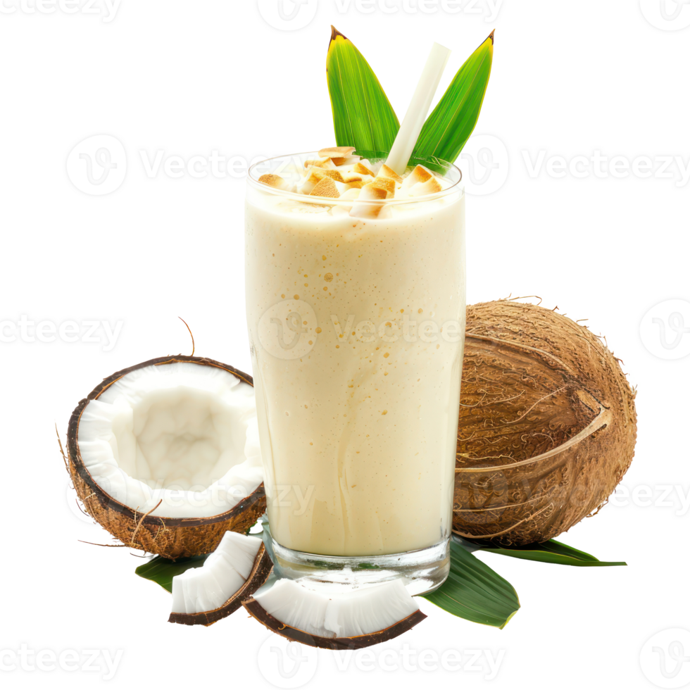 Coconut Smoothie drink front view isolate on transparency background png