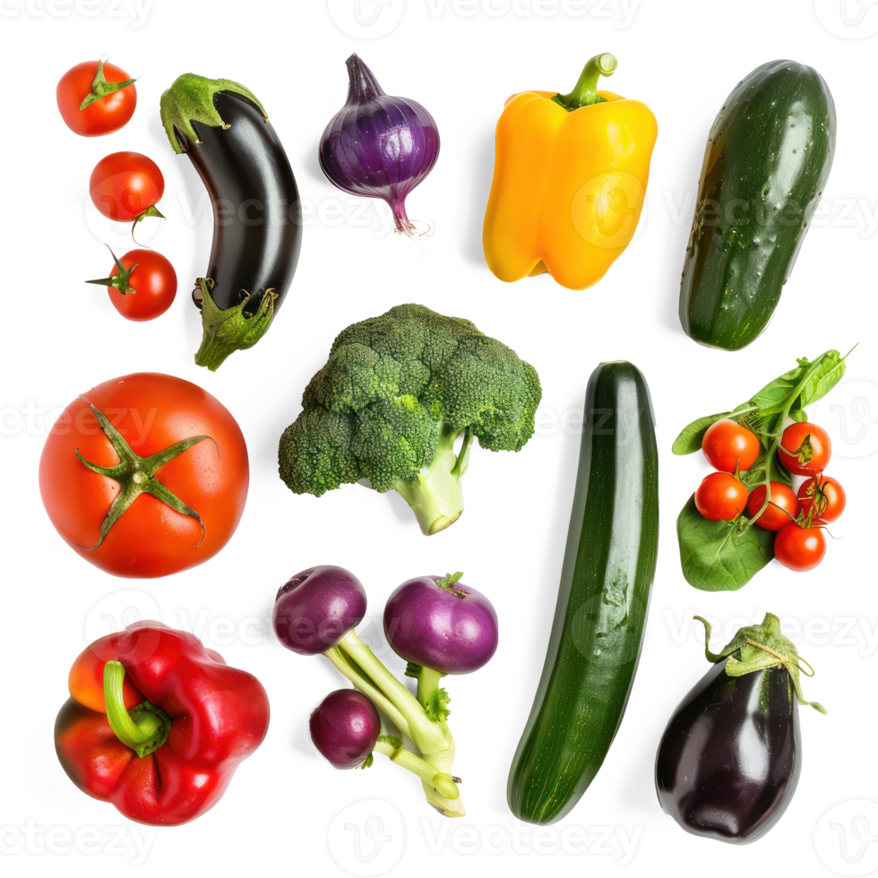 various vegetables and fruits on a transparency background png
