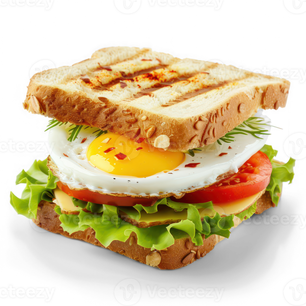 a sandwich with an egg and lettuce on it png