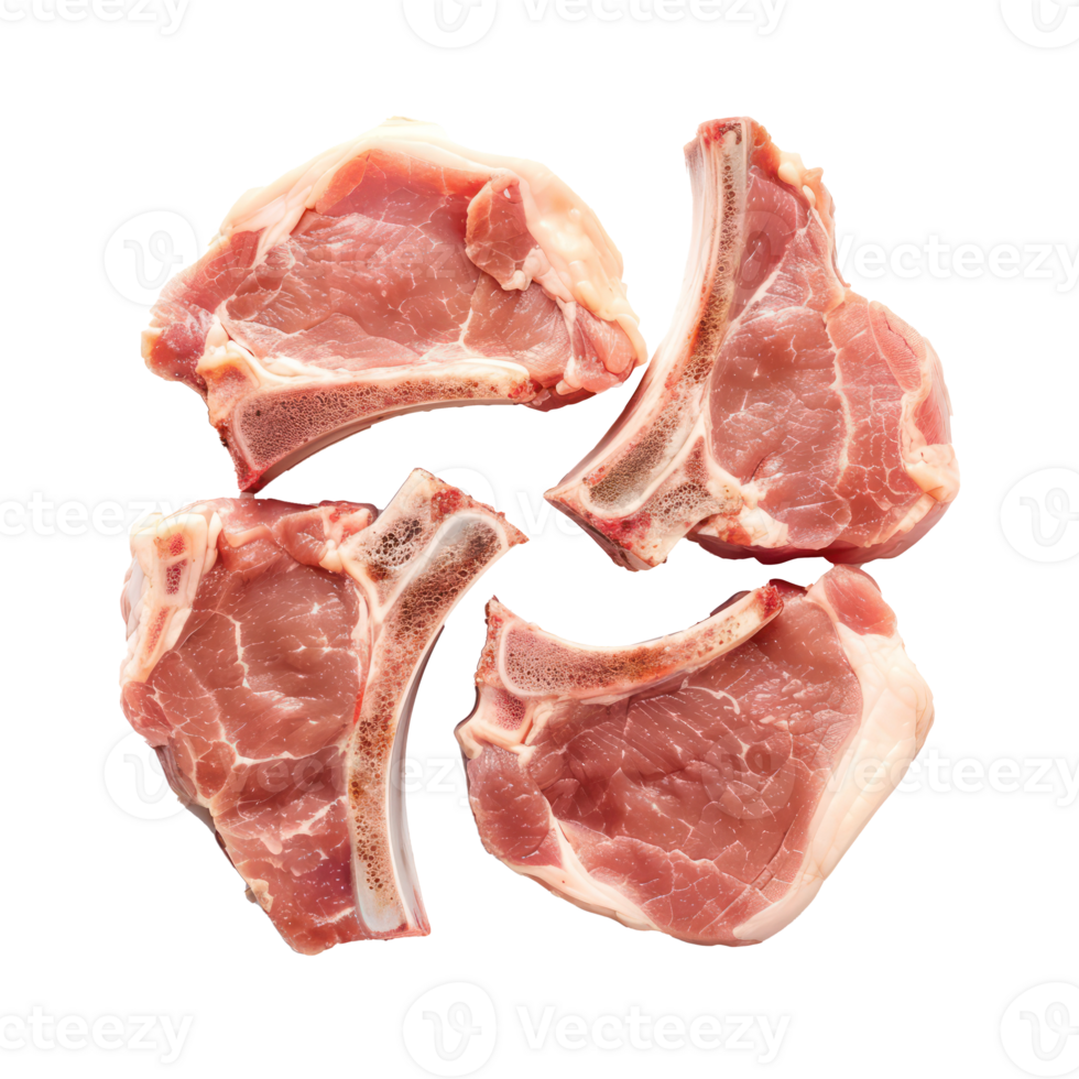 raw pork chops on a transparency background png
