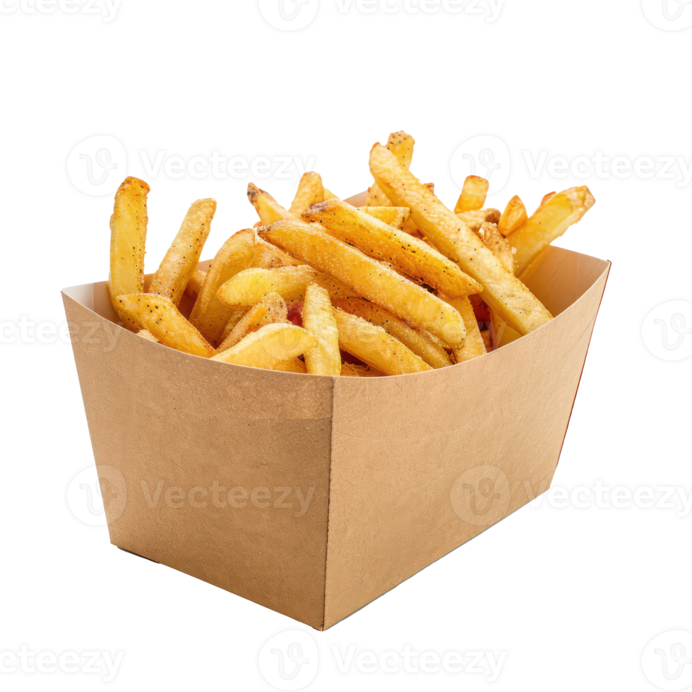 french fries in a paper box on a transparent background png