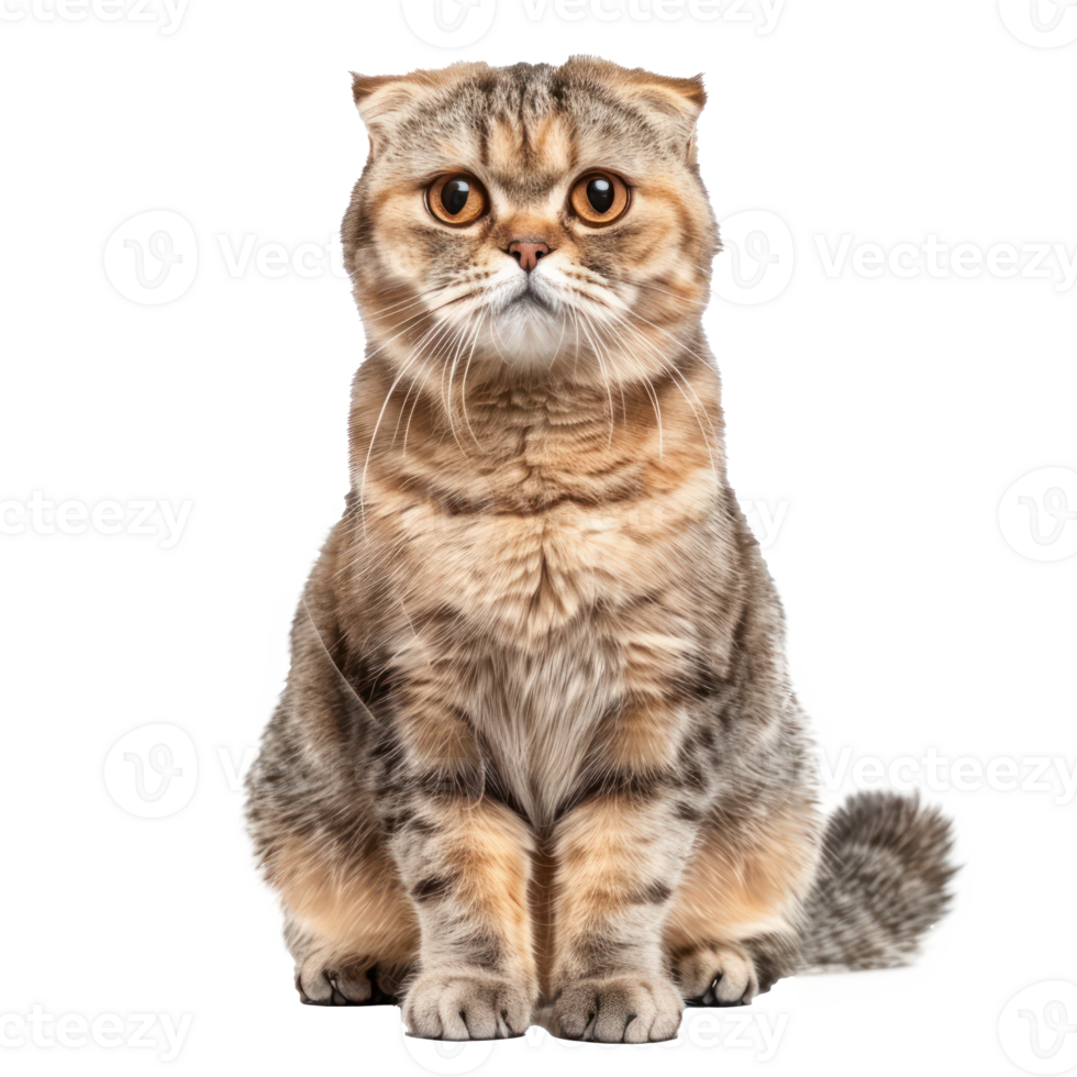 Scottish Folds cat front view full body isolate on transparency background png