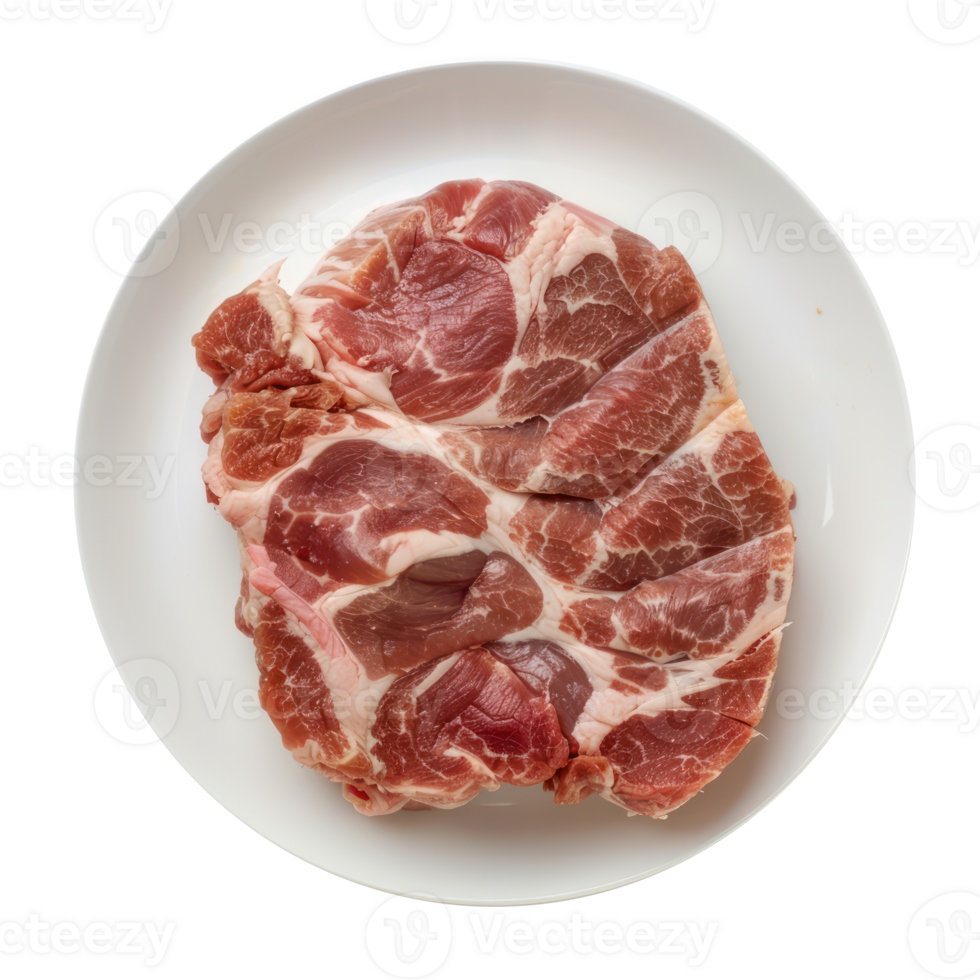 raw meat on a plate on a transparency background png
