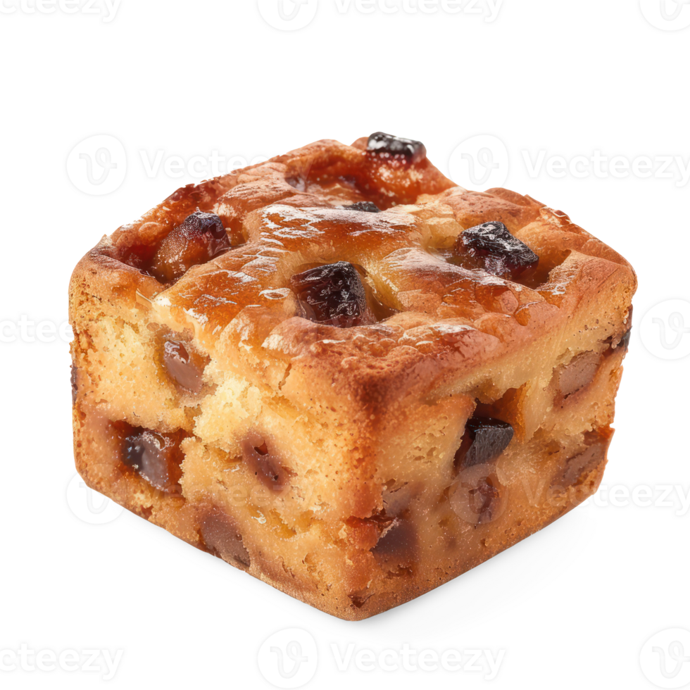 a piece of cake with raisins on transparency background png