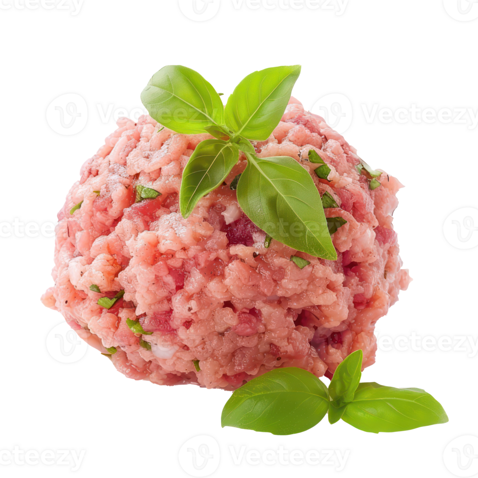 meatball with basil leaves on top of it png