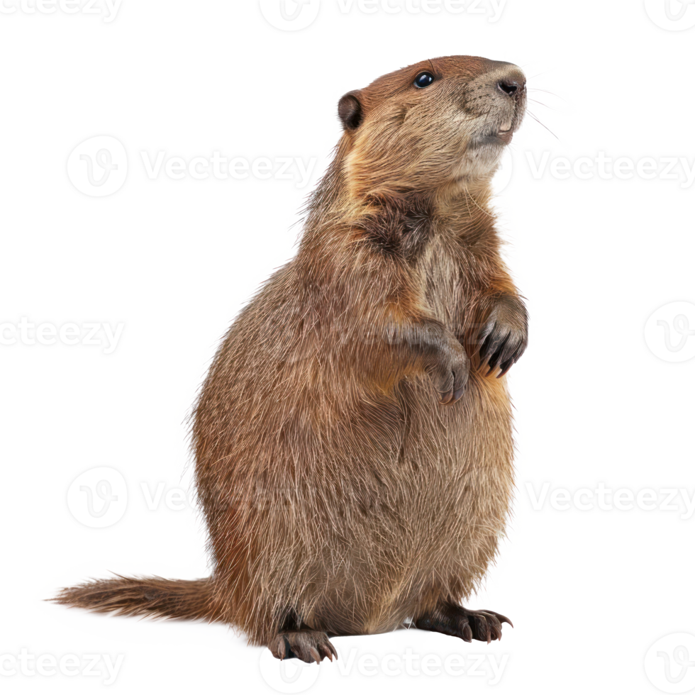 groundhog standing on its hind legs, with its front paws on the ground png