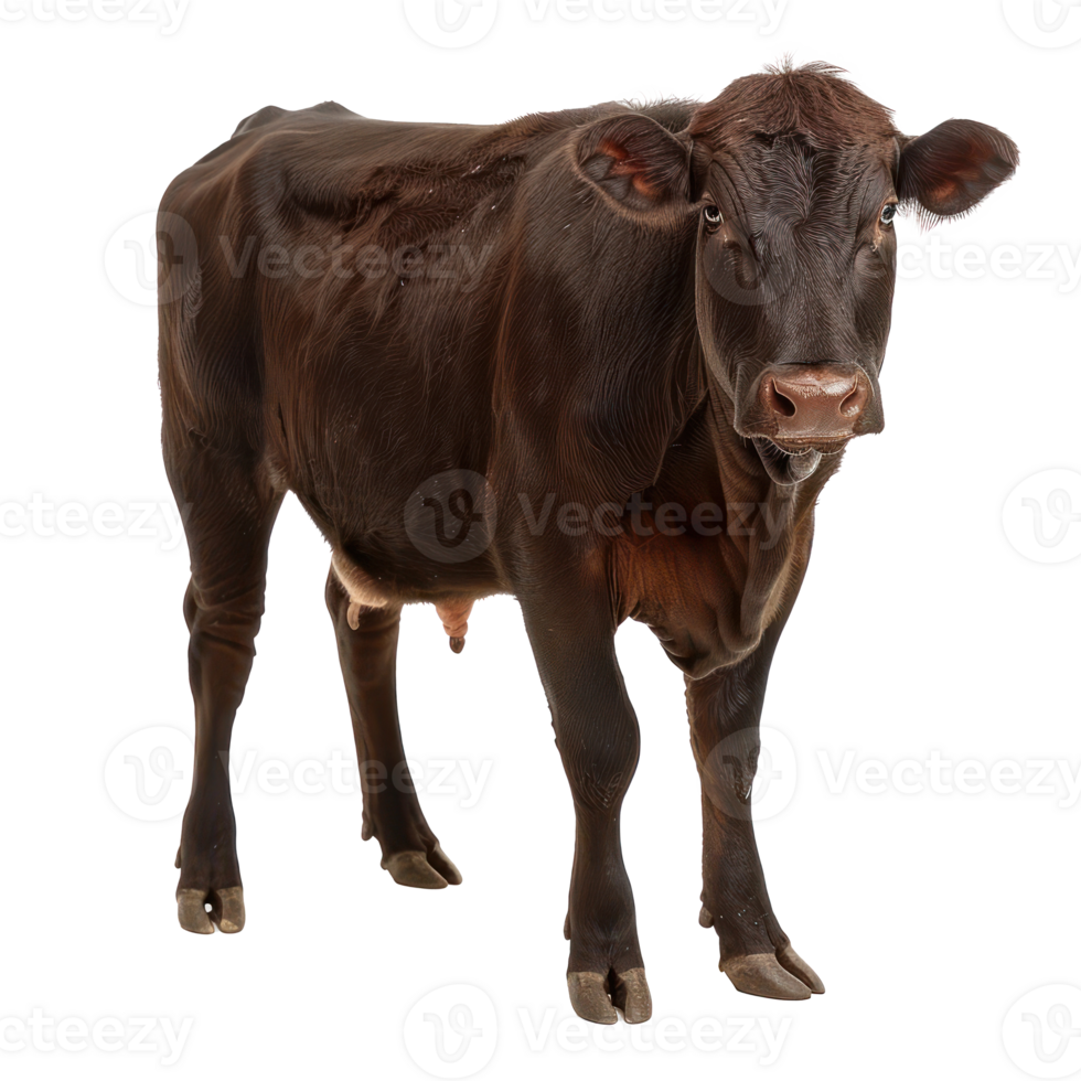 a brown cow standing on a transparent background png