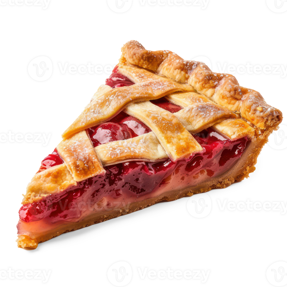 a slice of pie with cherry on transparent background png