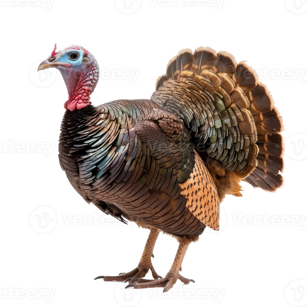 Turkey bird side view full body isolate on white background, png