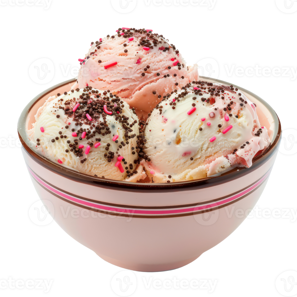 ice cream in a bowl with sprinkles on top png