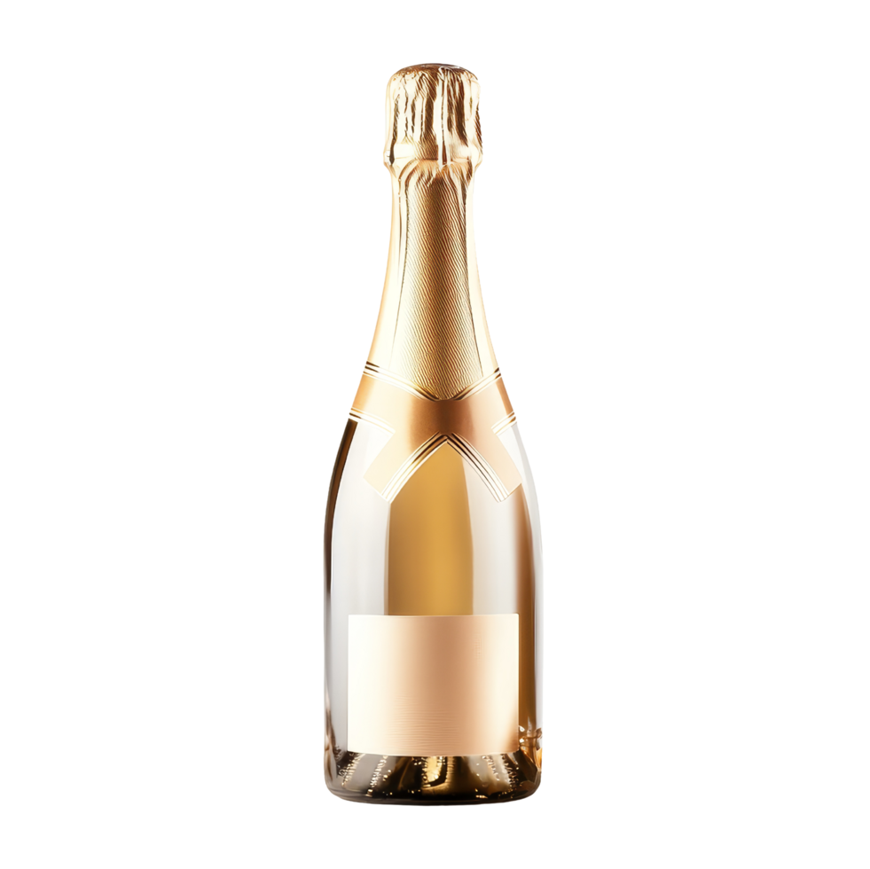 Celebratory champagne bottles isolated on white background product photography minimalist style commercial concept png