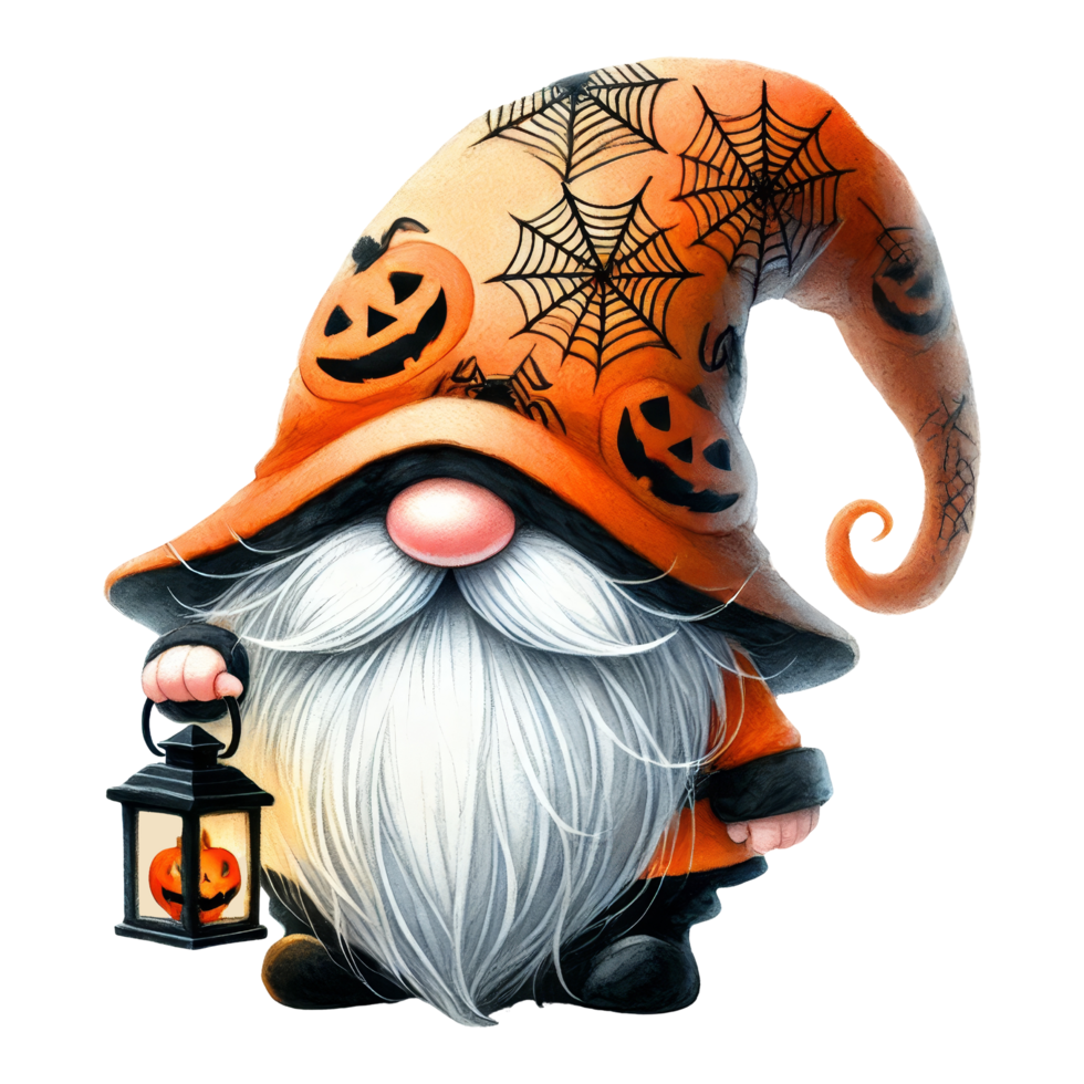 Halloween Gnome with Lantern png
