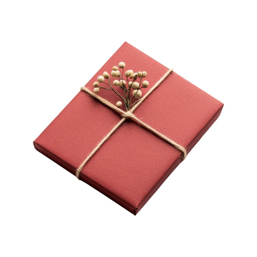 Gift-wrapped christmas present isolated on white background decorative style festive atmosphere close-up view png