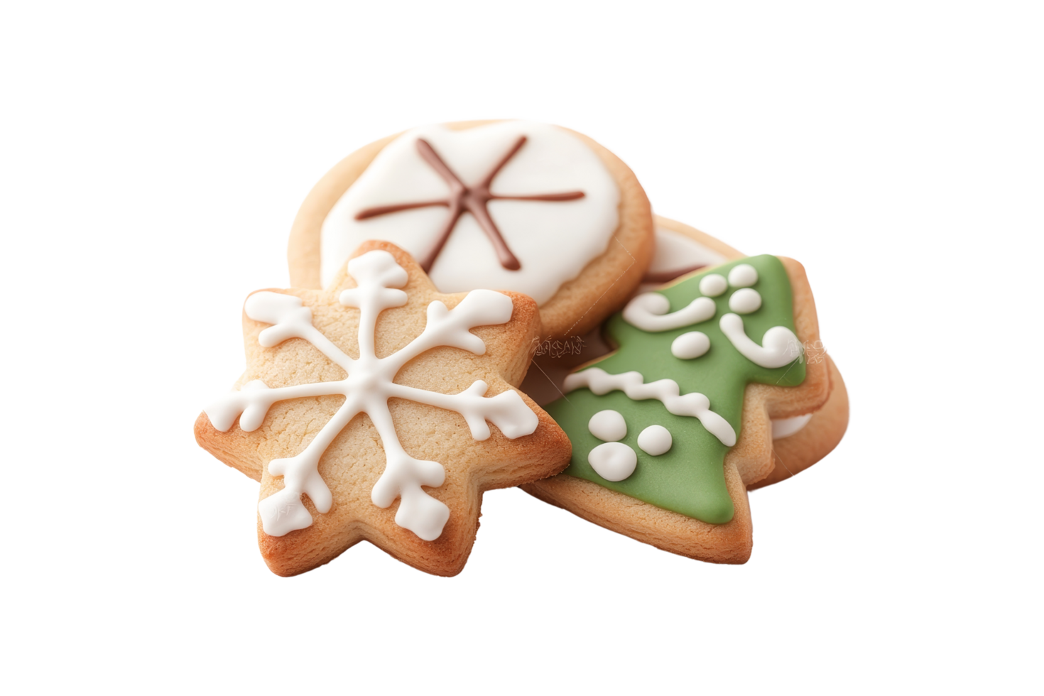 Festive christmas cookies isolated on white background food photography holiday vibes close-up treats png
