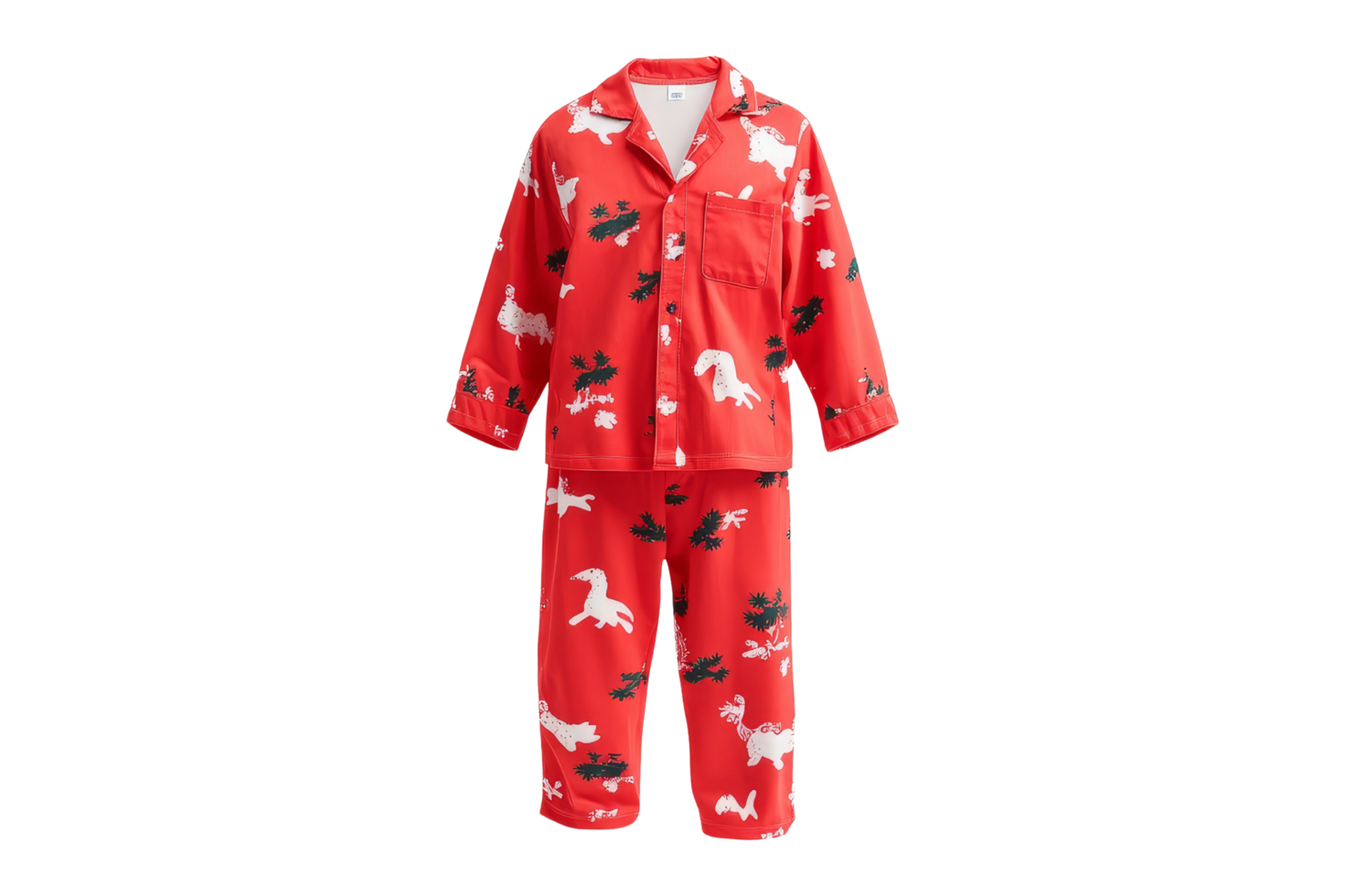Festive pajamas for kids isolated on white background apparel photography minimalist style png