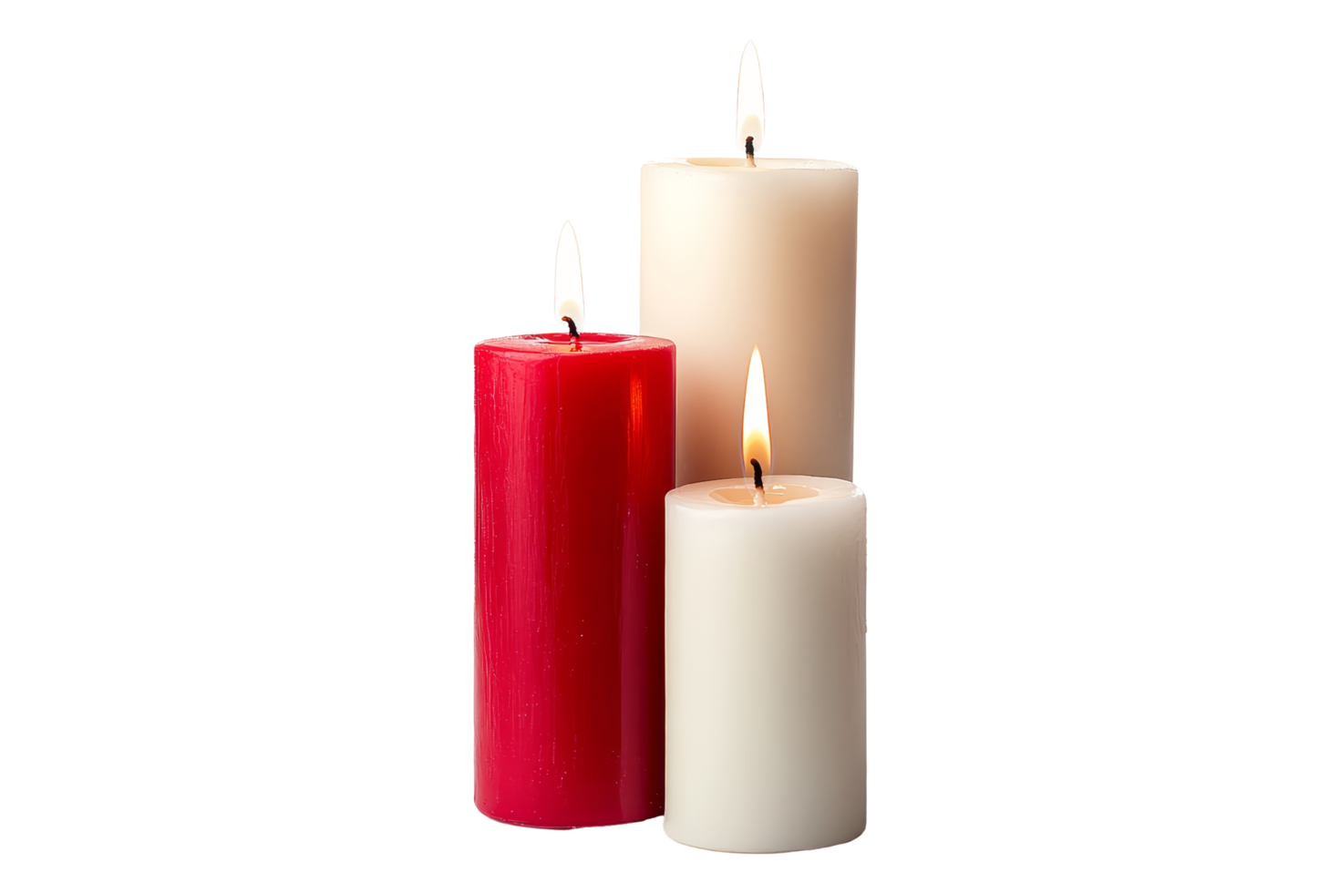 Holiday candles display isolated on white background decorative content minimalist style festive concept png