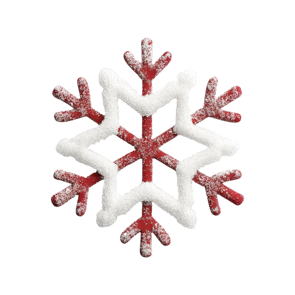 Intricate red and white snowflake design isolated on white background front view nature aesthetics png