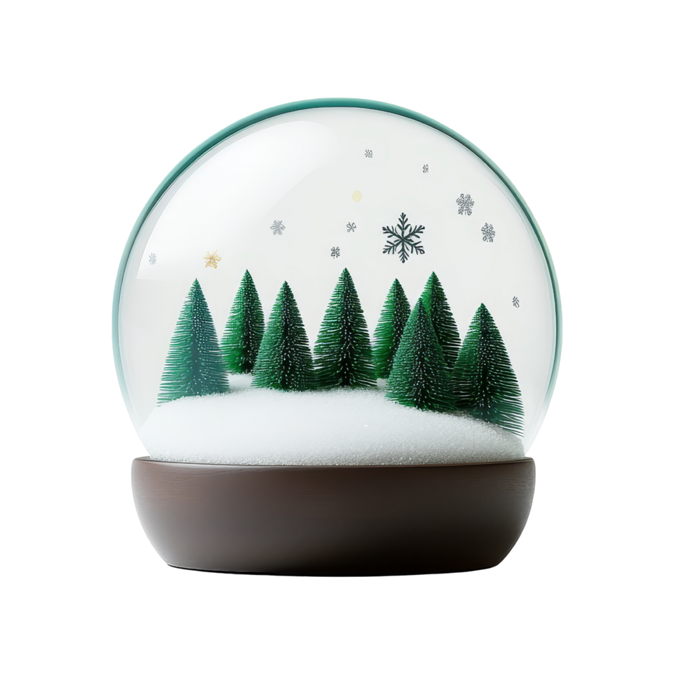 Snow globe displaying winter scene isolated on white background home decor front view festive vibe png
