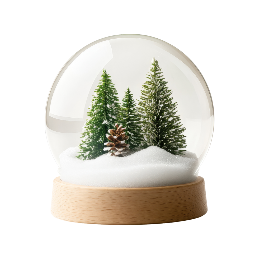 Winter wonderland snow globe isolated on white background front view cozy home decor png