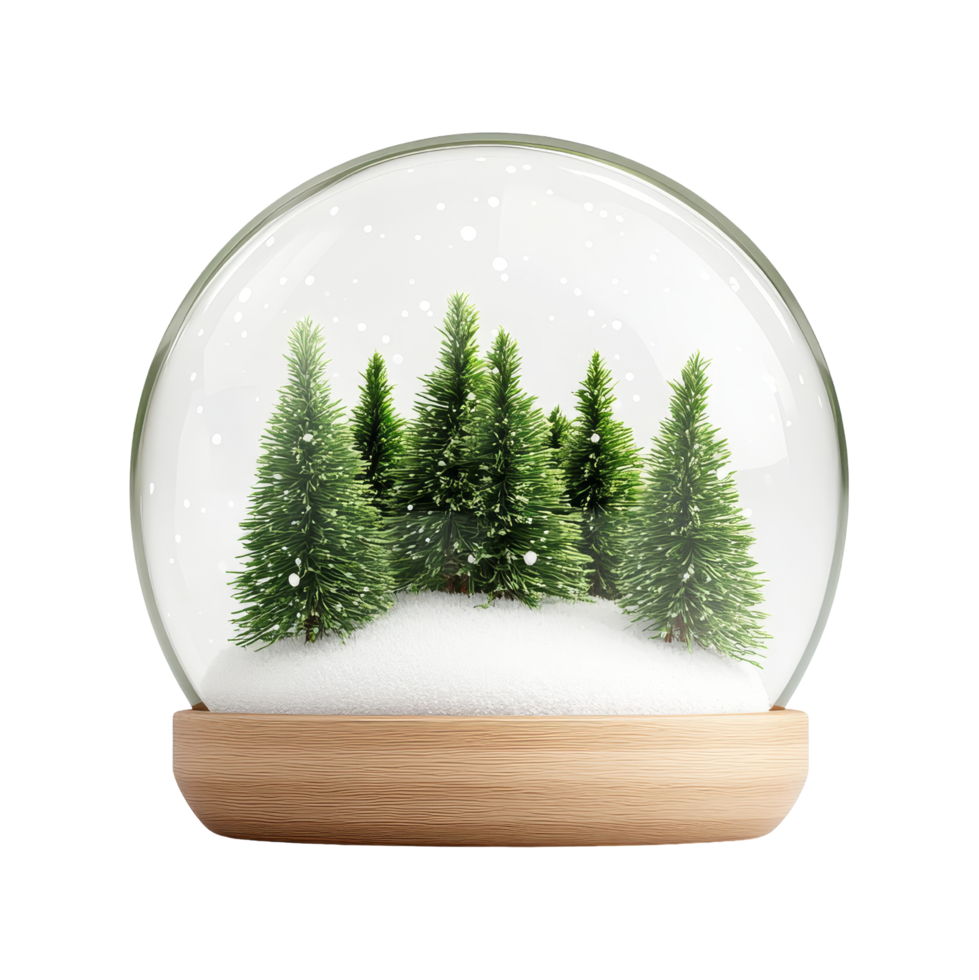 Winter wonderland scene snow globe isolated on white background front view holiday decor png