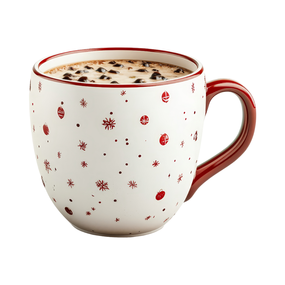 Festive hot chocolate in a decorative mug cozy home setting beverage photography warm ambiance png