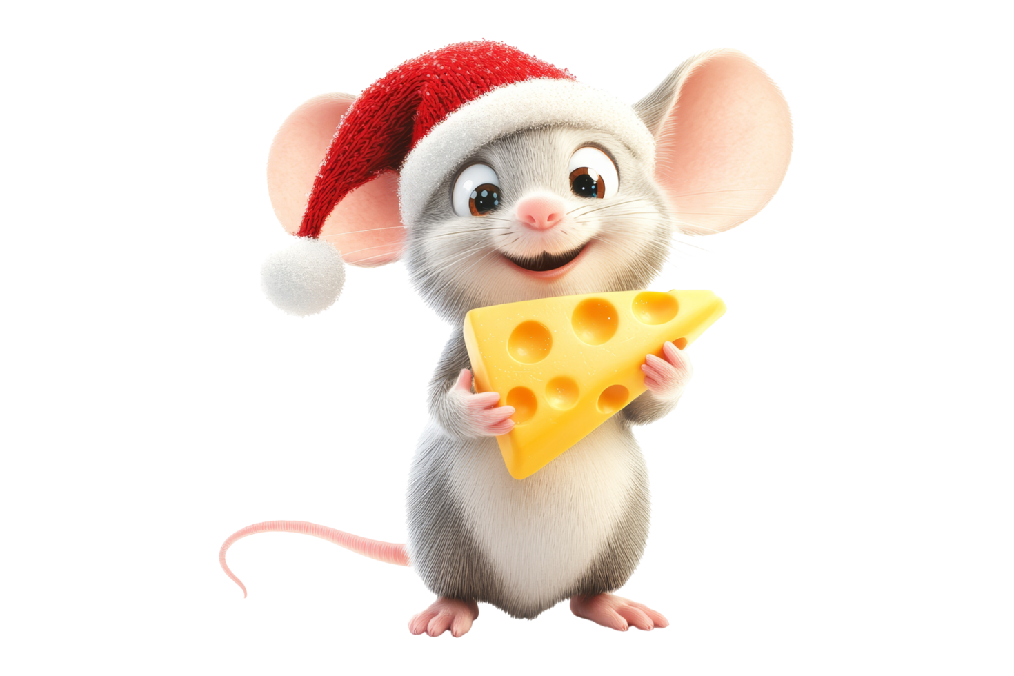 Festive mouse holding cheese holiday scene animation indoor setting cheerful concept png