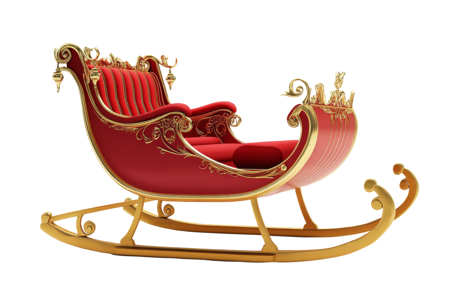 Festive sleigh ride scene winter wonderland holiday decor cozy environment side view celebration png