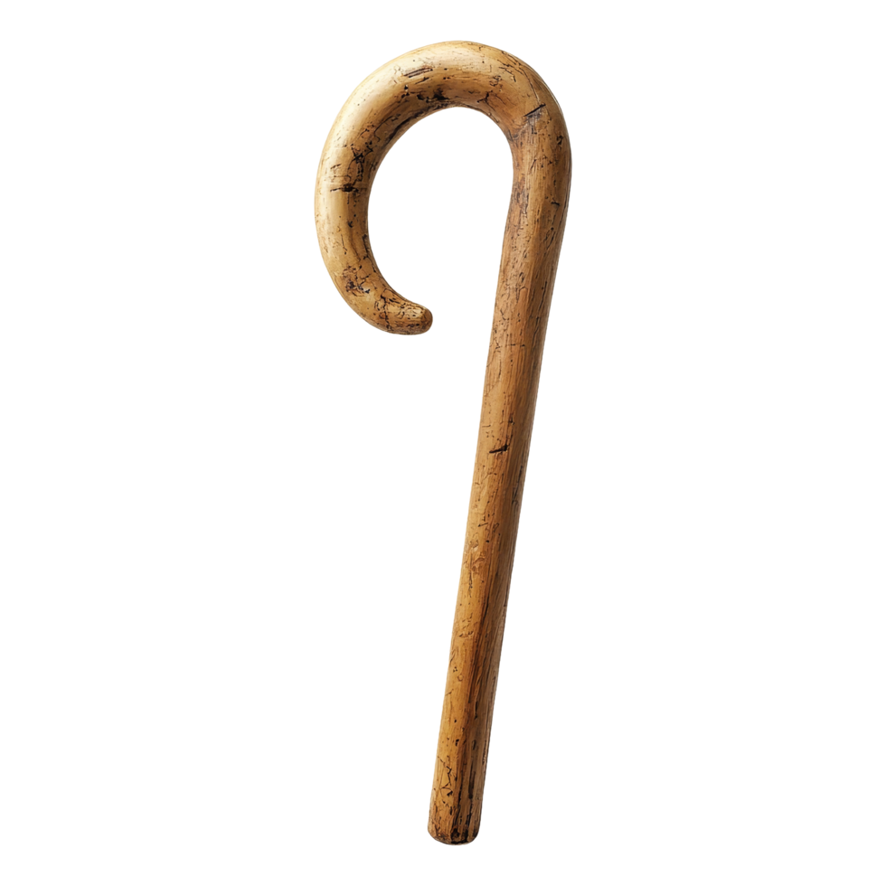 Wooden walking stick for mobility aid home use lifestyle accessory indoor close-up view png