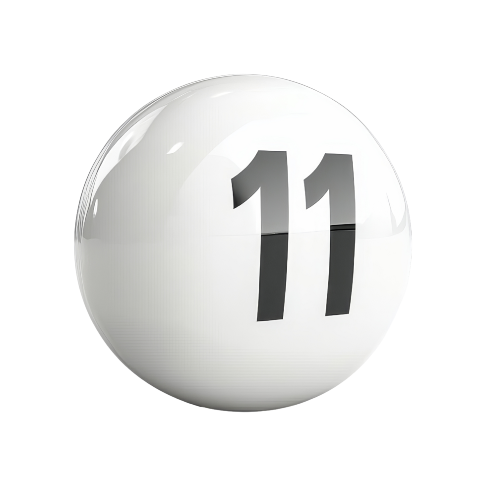 Exciting game of chance number 11 lottery ball studio setting high energy close-up view png