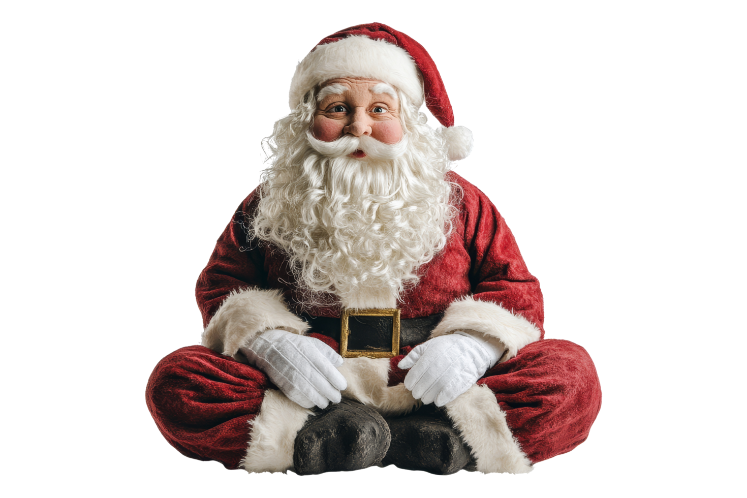 Festive santa claus figurine holiday celebration decorative art studio close-up cheerful spirit png