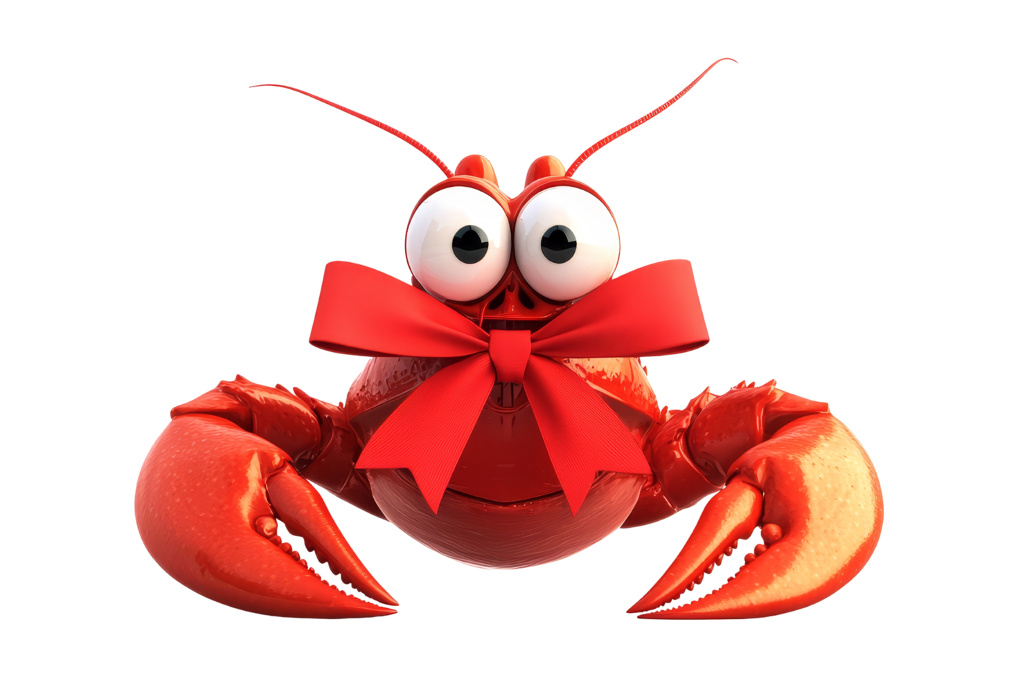 Playful red crab with bow tie underwater cartoon character bright fun concept png