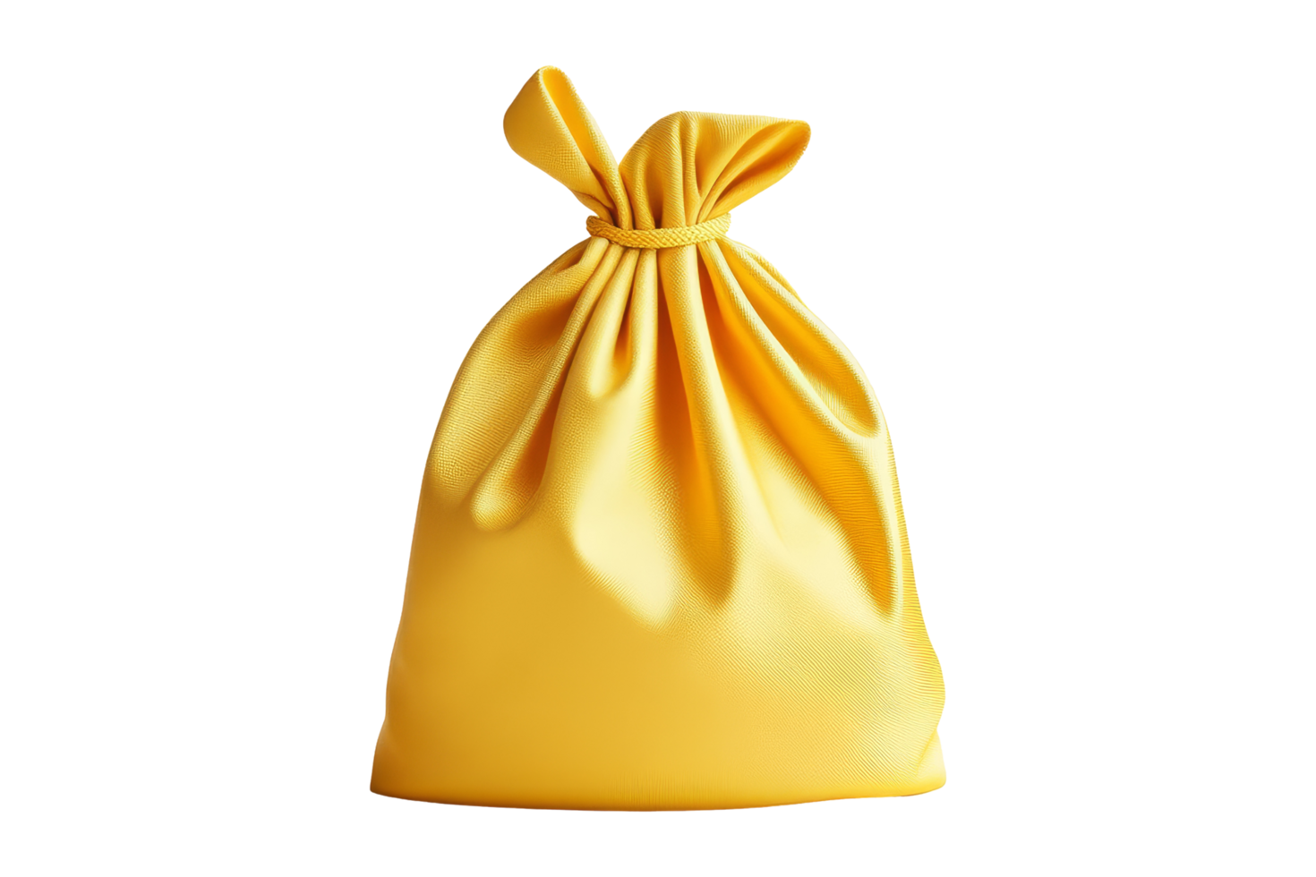 Elegant yellow satin bag displayed on white surface in studio lighting for fashion photography png