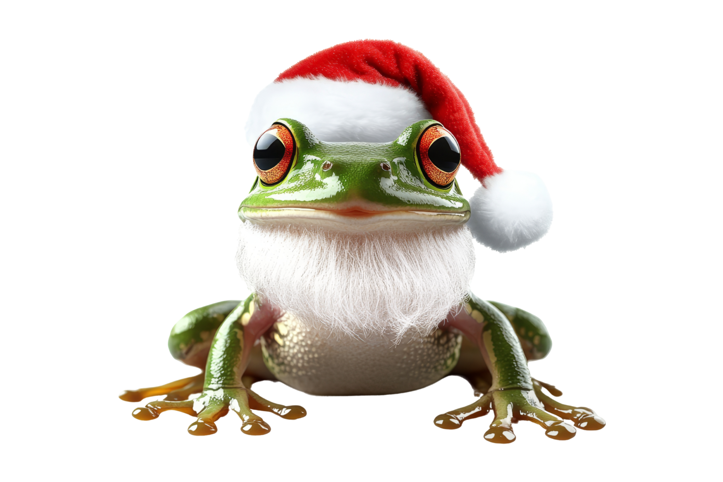 Humorous frog dressed as santa claus studio animal portrait fun concept png