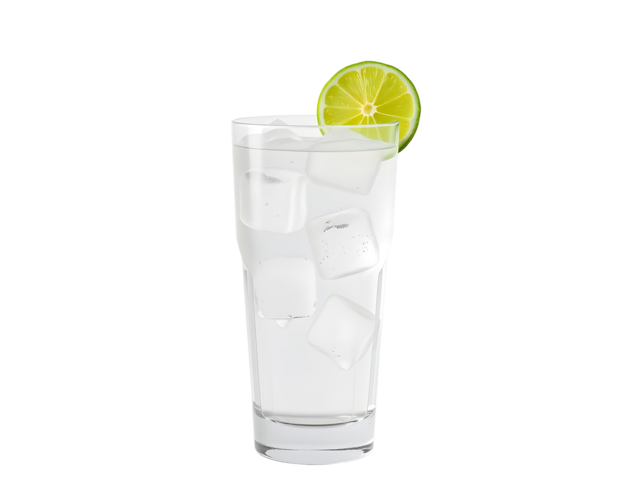 A glass of water with lime slice png
