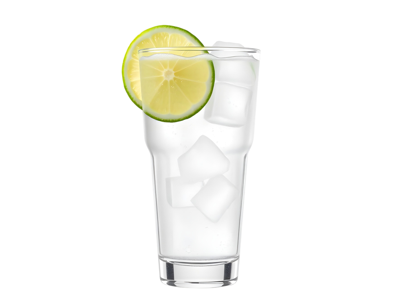 A glass of water with lime and ice png