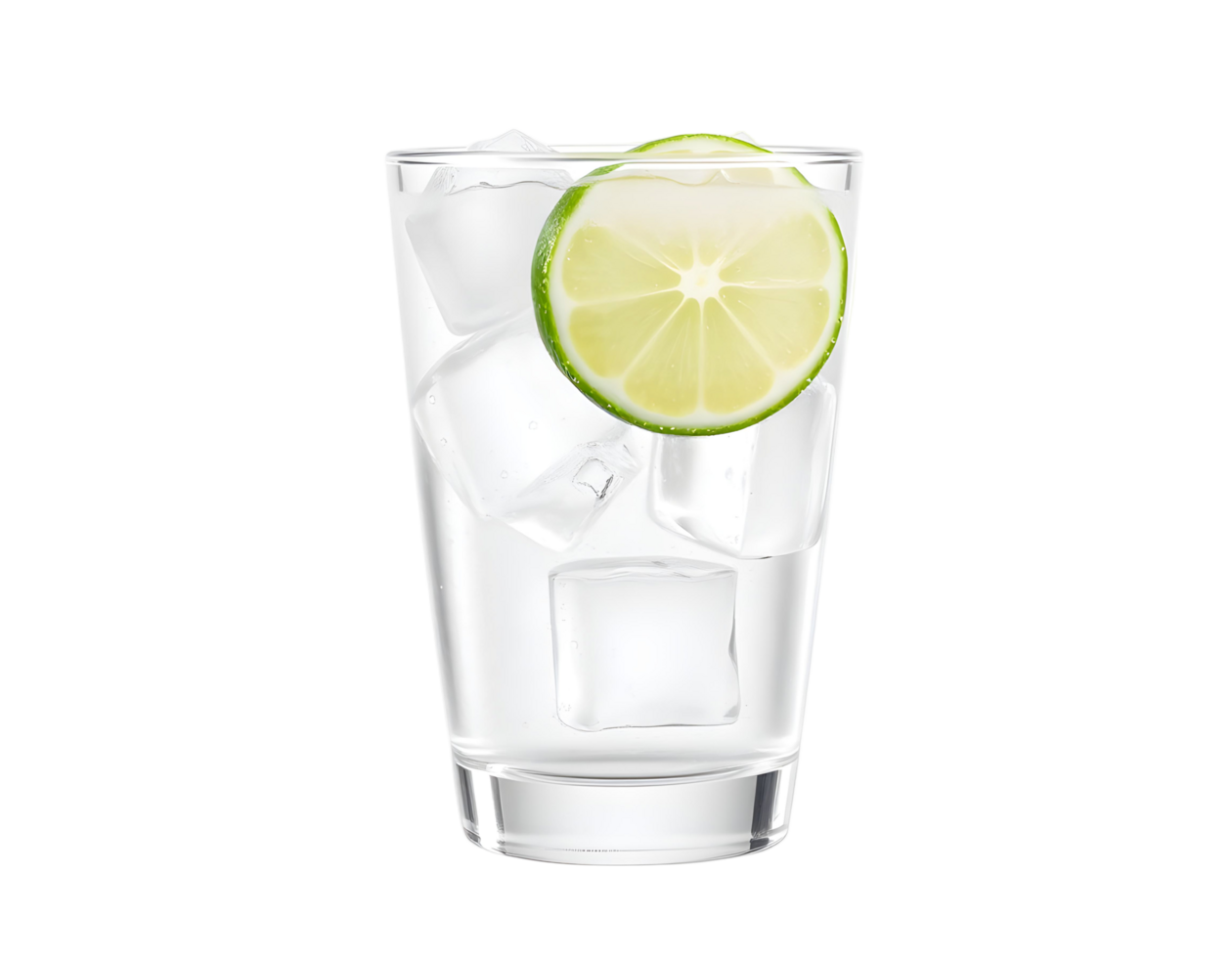 A glass of water with lime slice png