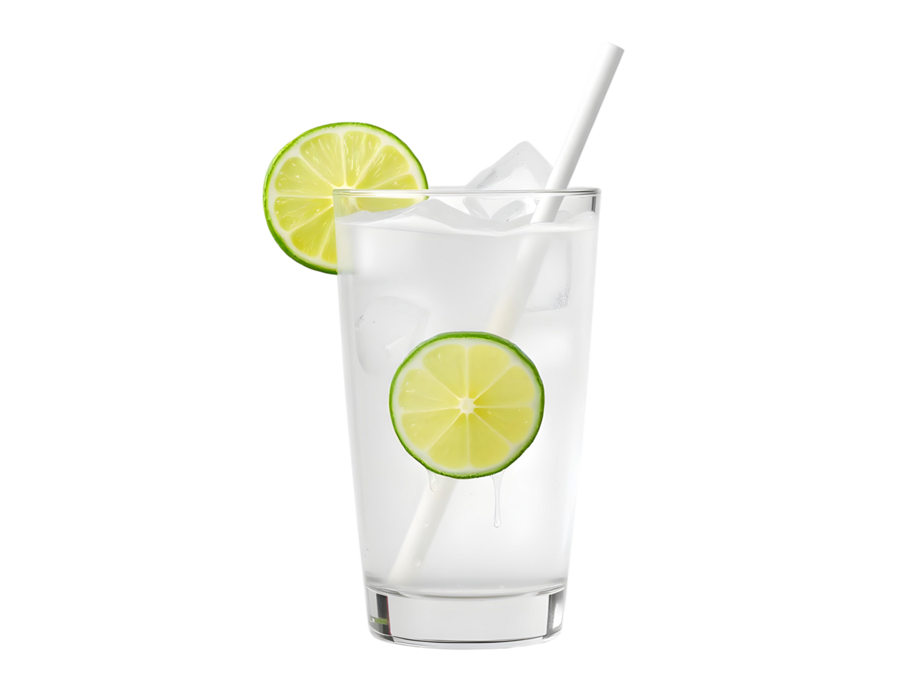 A glass of water with lime slices and ice png