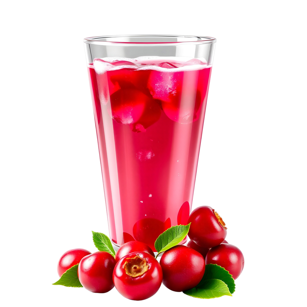 A glass of cranberry juice with berries png