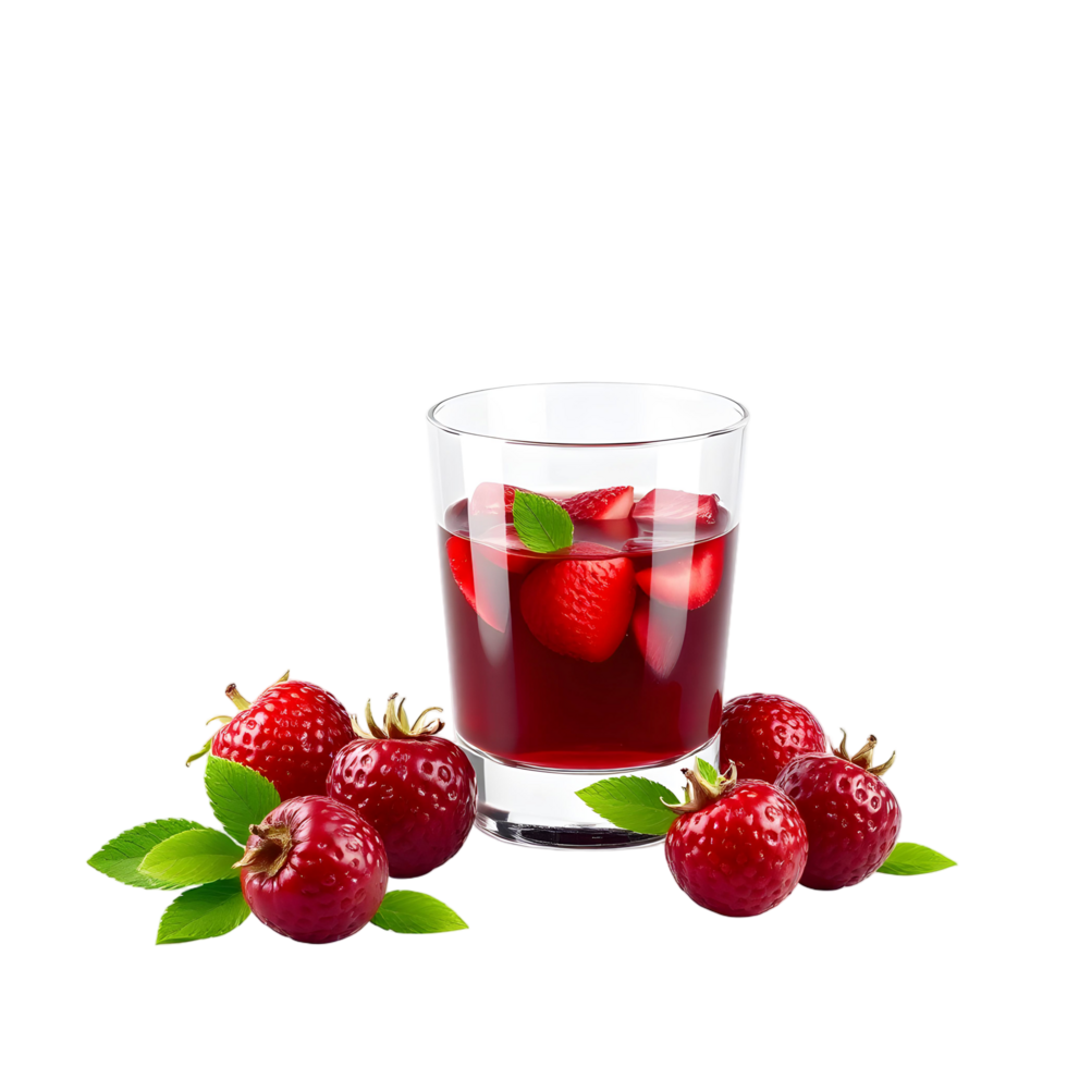 A glass of strawberry juice with berries png