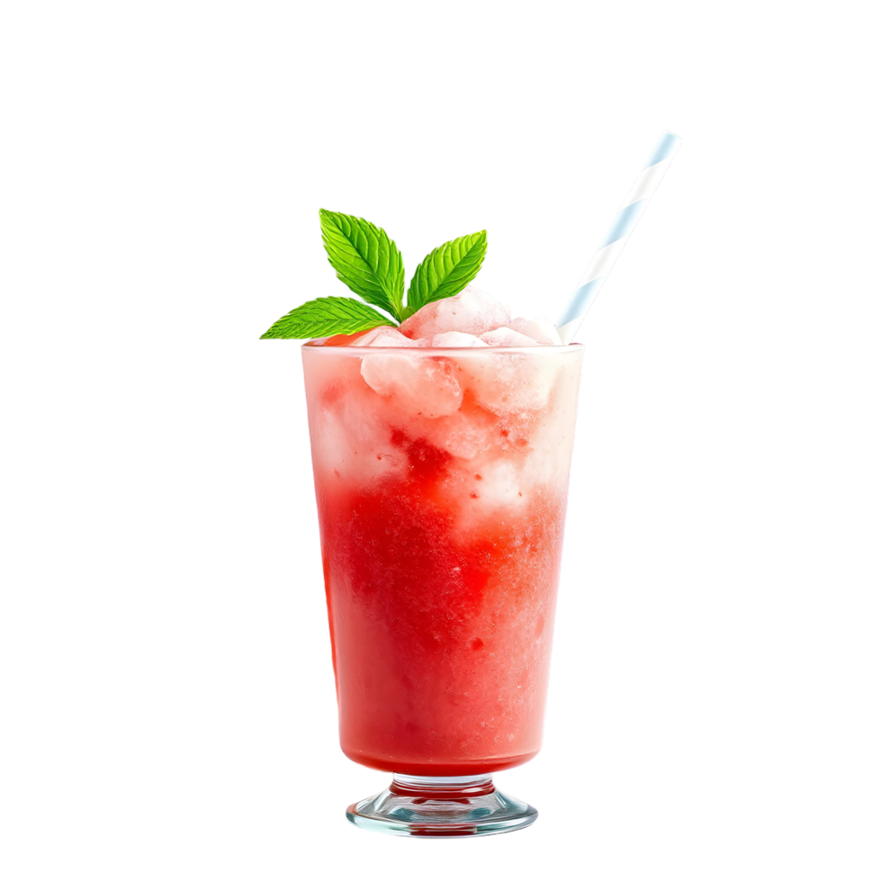 A strawberry drink with ice and mint leaves png