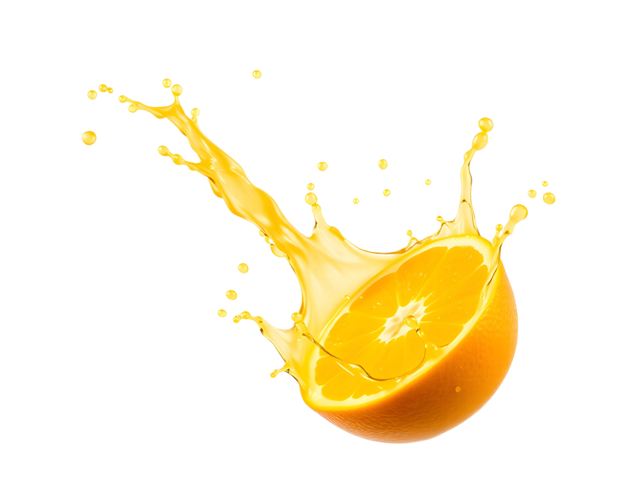 Orange juice splash on black background png
