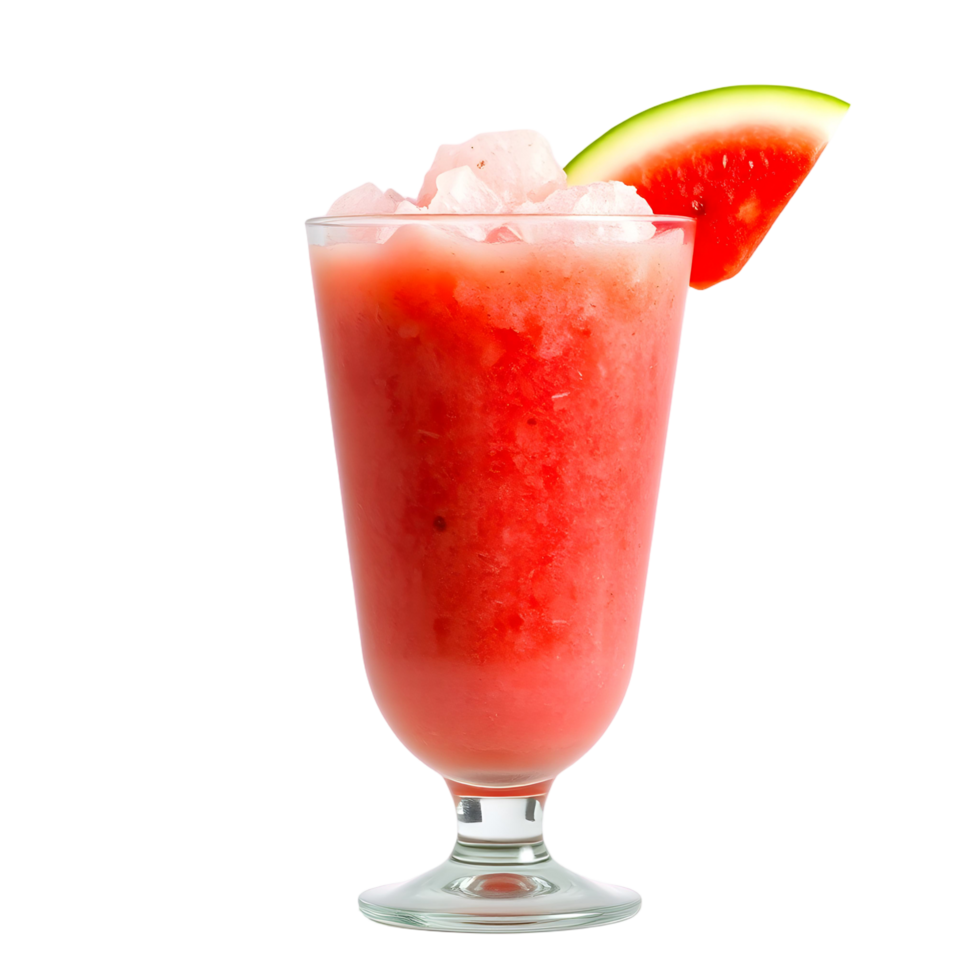 A glass of watermelon juice with a slice of lime png
