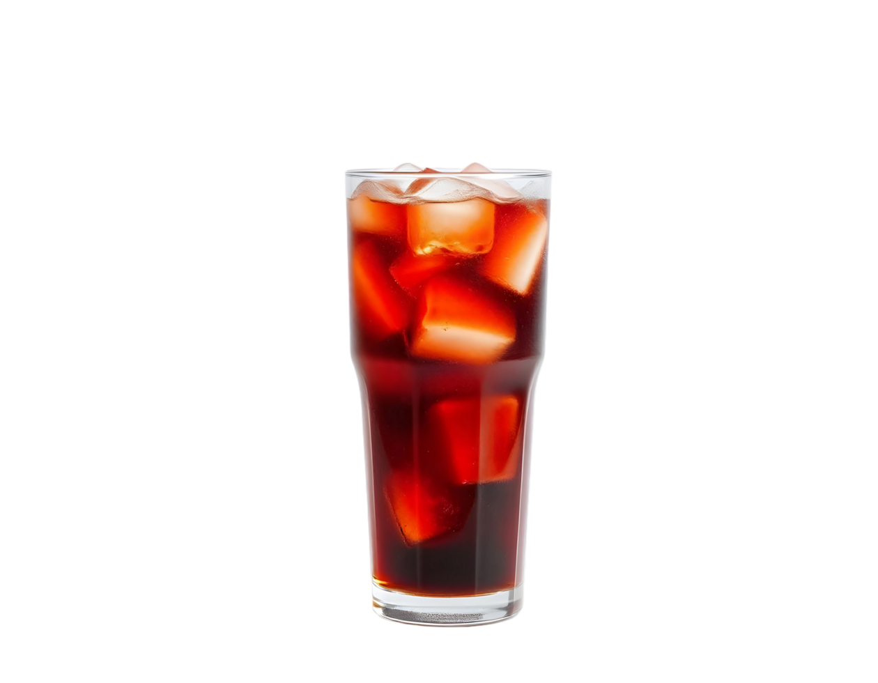 A glass of iced tea with ice cubes png