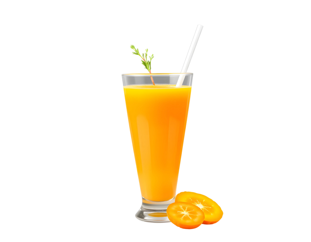 Orange juice with a straw and a slice of orange png